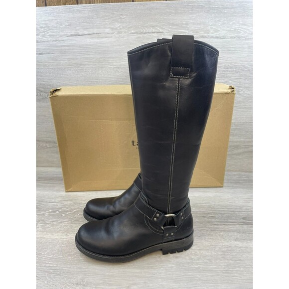 Taos Runaway Women's 6.5 Black Riding Leather Boot Equestrian Knee High Western - Picture 4 of 15